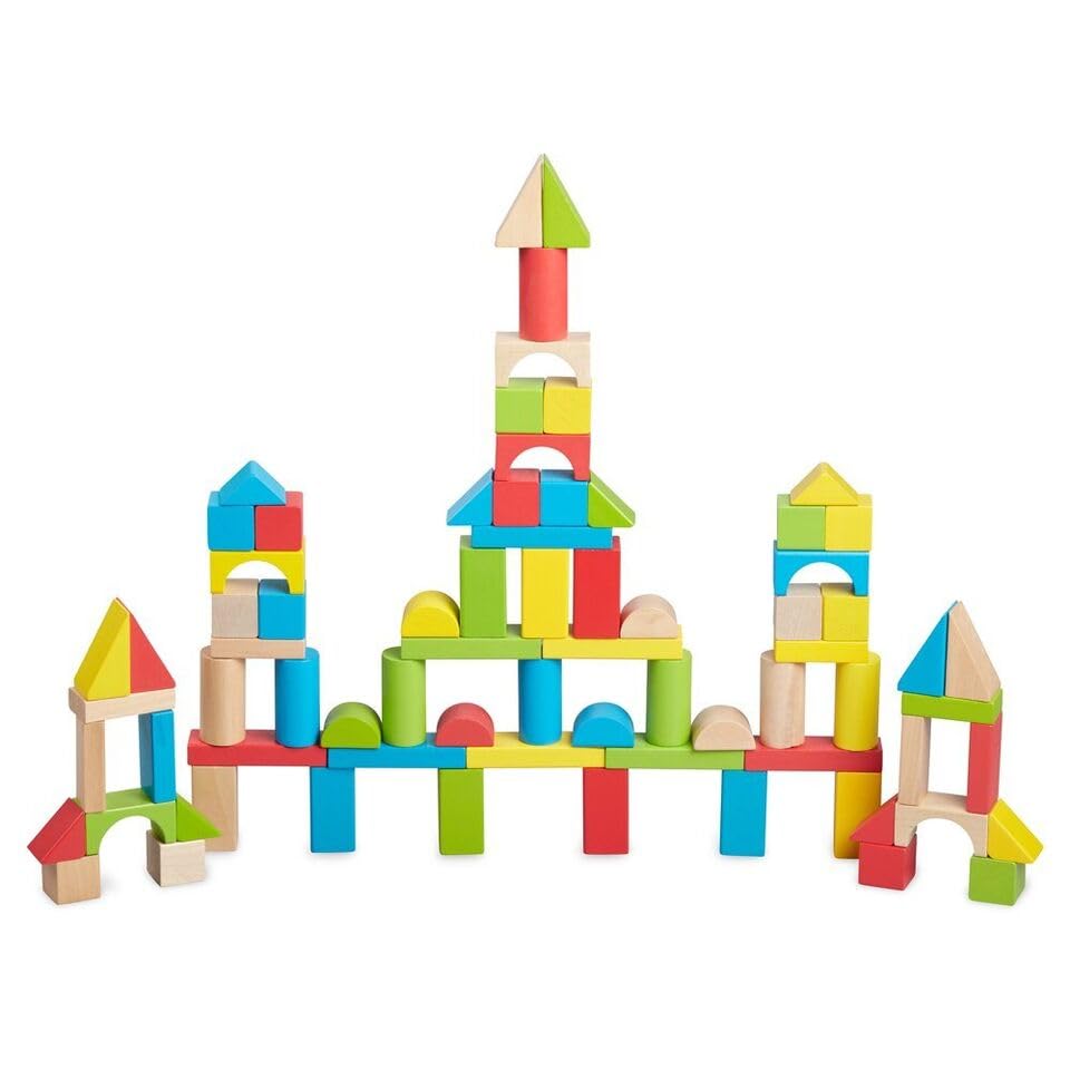 Bliss Hues 50 Pcs Wooden Building Blocks Toy For Toddlers & Kids Boys Girls Multi Color Stacking & Building Toys For Hours Of 