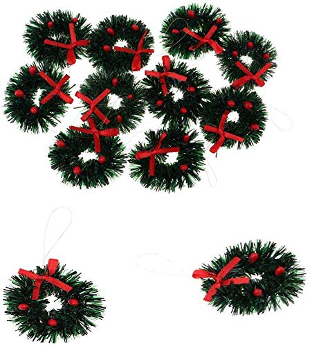 Aiffort 12pcs Funny Mini Christmas Wreaths for 1/12 Dollhouse Christmas Crafts Door D  cor