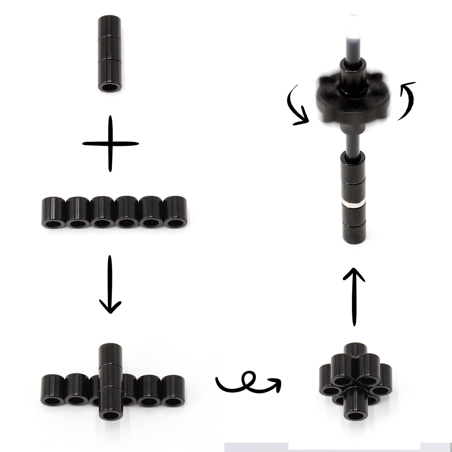 Magnetic Pen Decompression Magnet Metal Pen Fidget Pen with 13 Magnetic Rings Creative Toy Pen Can Write Intellectual Learning and Stress Reduction Gifts for Family or Friends.(Black)