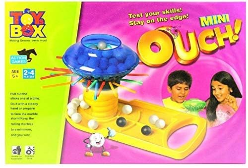ToyS Box Mini Ouch! Interactive Action Board Game For Kids, Marble Drop And PullOut Stick Game, Fine Motor Skills, 24 Players