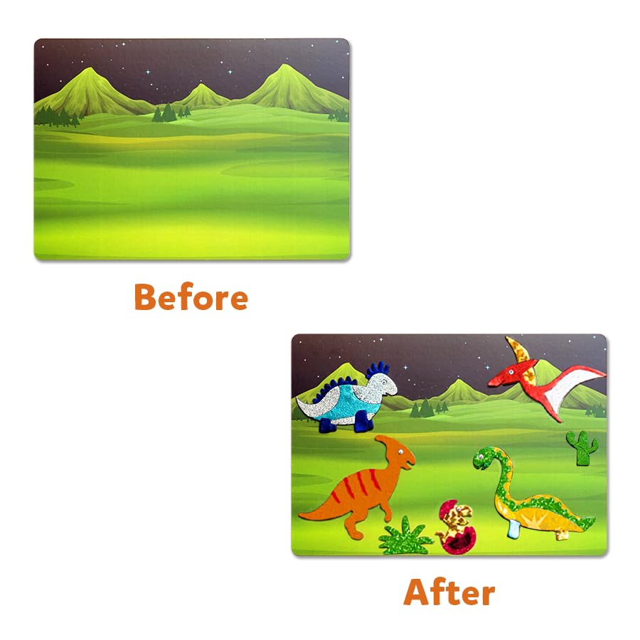Skillmatics Foil Fun Dinosaurs Craft Kit - No Mess Art for Kids, Multi-Color, Ages 4-9, Model SKILL295FFWD
