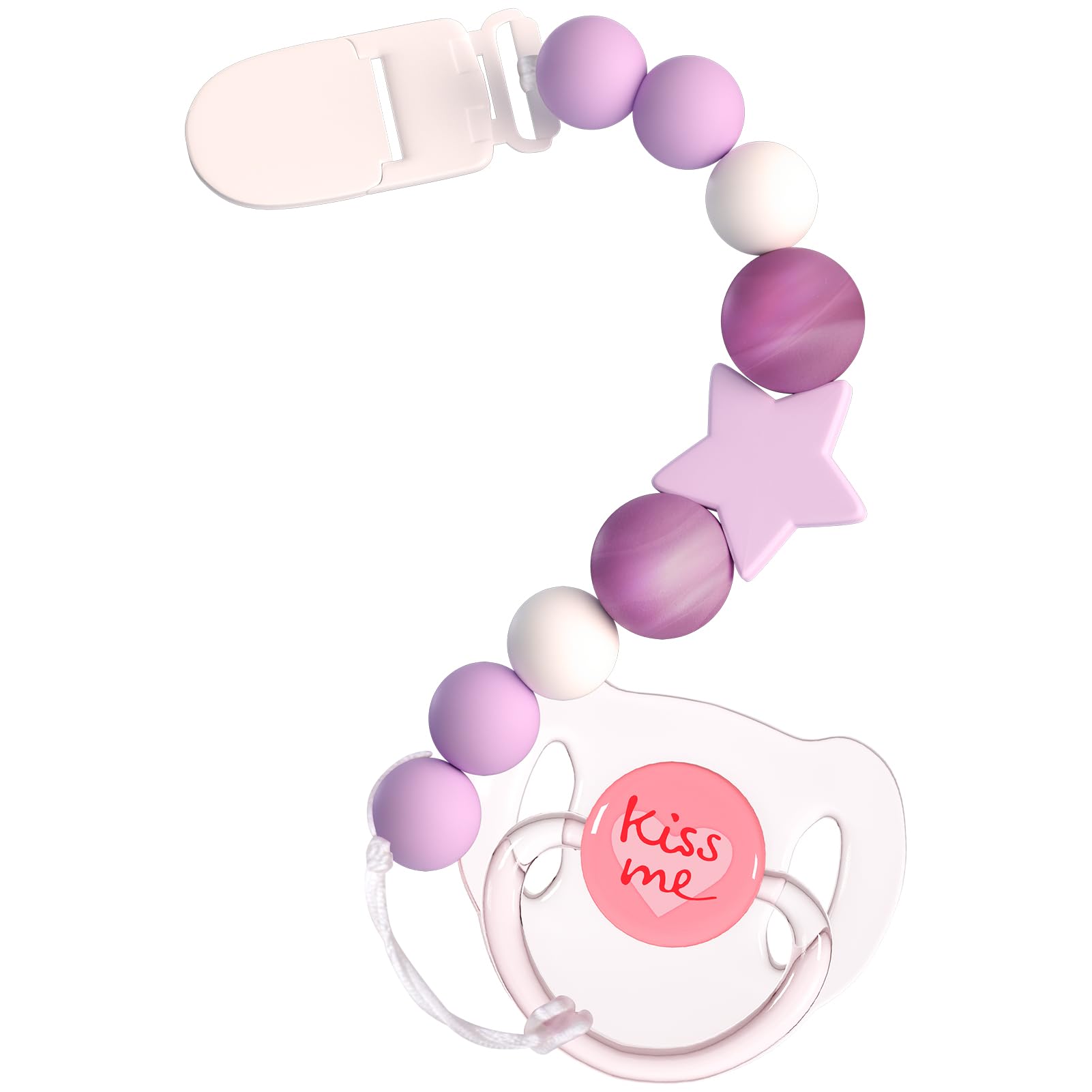 Aori Pacifier Clips For Rebron Baby Dolls Pacifier Holders Silicone Pacifier Clips With Magnetic Pacifier -Purple