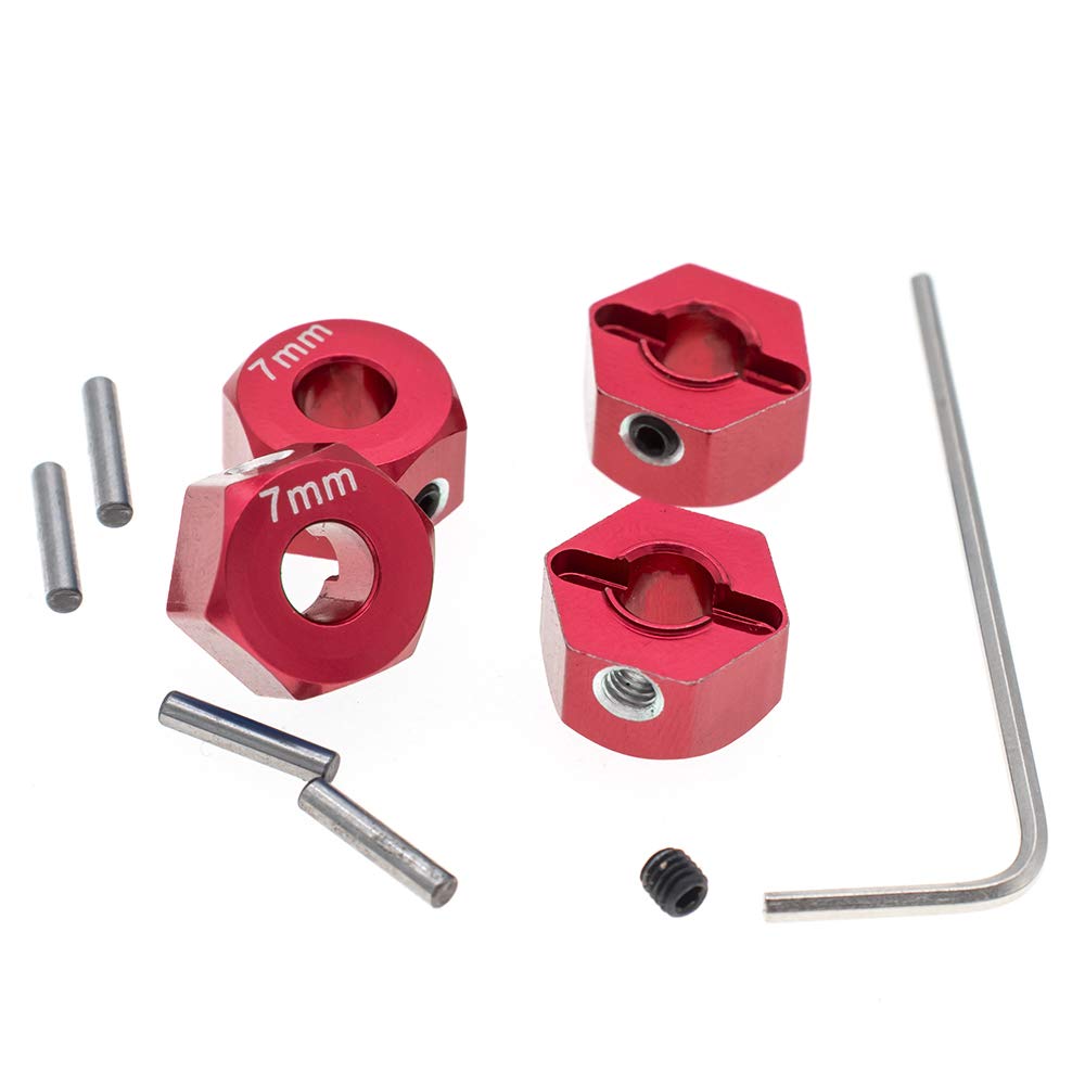 CODA RACING RC Model Hop-ups 12mm Hex Wheel Hubs(4) 7mm Thick for Traxxas 1/10 4WD Rustler,Slash,Stampede-Replaces Part 1654(4pc