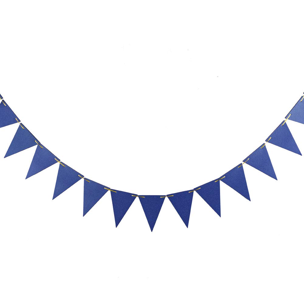 Zooyoo 20 Feet Blue Glitter Pennant Banner, Paper Triangle Flags Bunting For Baby Birthday Party, Wedding Decor, Baby Shower, 30