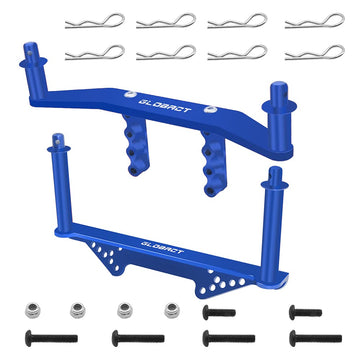 Aluminum Front & Rear Body Mounts with Body Posts Upgrade Parts for 1/10 Slash 2WD Rustler Stampede VXL Replaces #1914R Blue