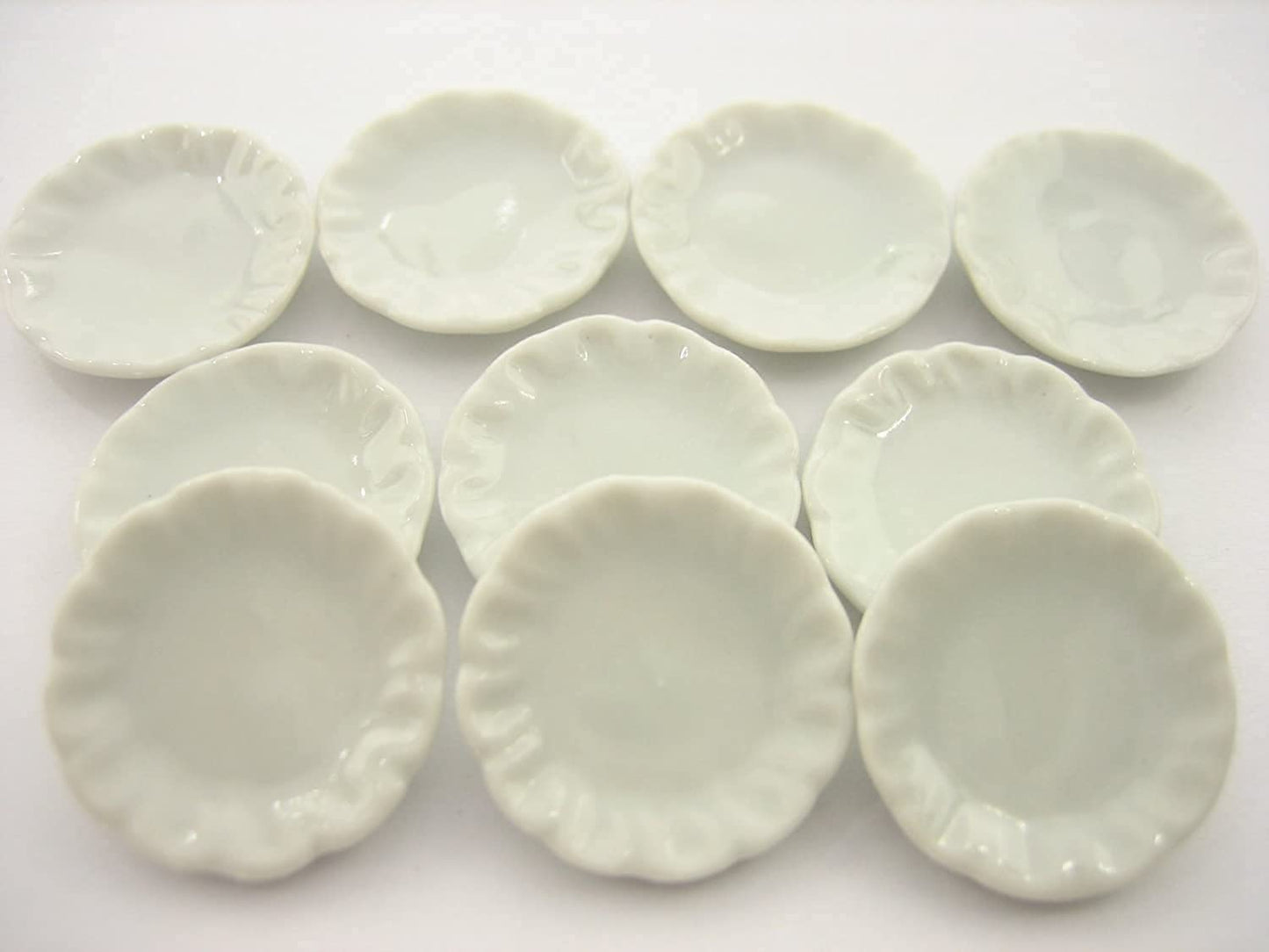 1shopforyou 10 x 30 mm.(3.ocm) White Scallop Plate Dish Dollhouse Miniature