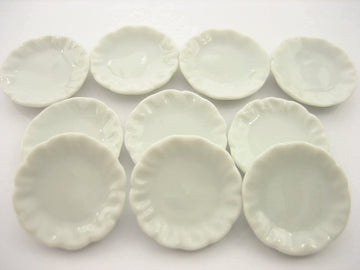 1shopforyou 10 x 30 mm.(3.ocm) White Scallop Plate Dish Dollhouse Miniature