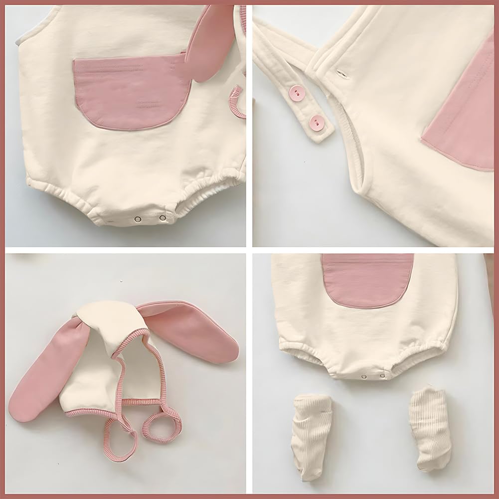 Agqt Infant Baby Girls Bunny Outfit Set 1St Easter Romper Halloween Costume Overalls With Rabbit Ear Hat Size 6-12 Months(73)