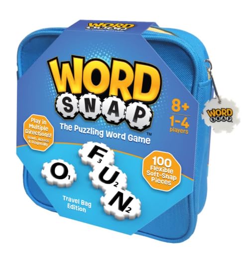 WordSnap Word Strategy Game - Fun 100-Piece Puzzle for 1-4 Players, Ages 8+, Includes Travel Bag, Plastic Zipper Pouch