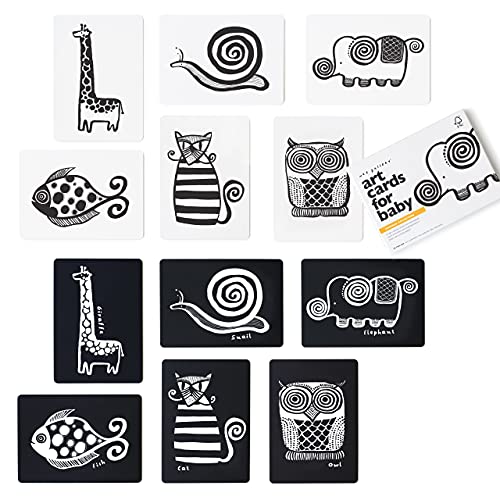 Wee Gallery Black And White Art Flash Cards For Babies, High Contrast Educational Animal Picture Cards, Baby Visual Stimulation, Brain And Memory Development In Infants And Toddlers - Original Animals