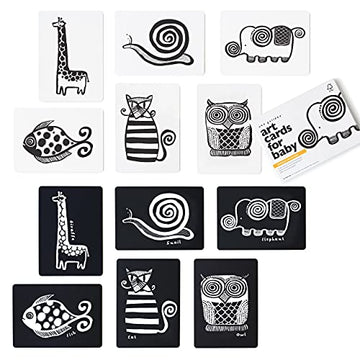 Wee Gallery Black And White Art Flash Cards For Babies, High Contrast Educational Animal Picture Cards, Baby Visual Stimulation, Brain And Memory Development In Infants And Toddlers - Original Animals