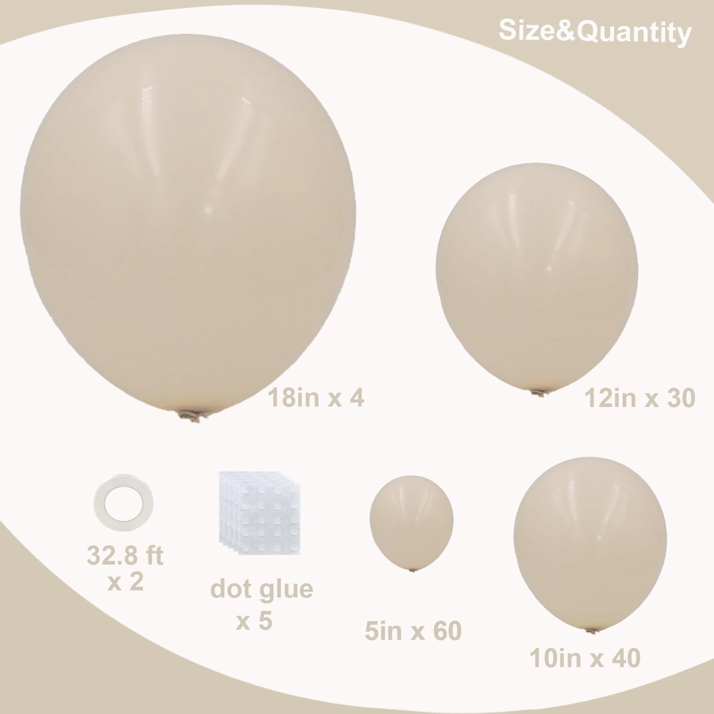 Sand White Balloons In Different Sizes 5 10 12 18Inch-134Pcs Sand White Balloons For Garland Arch