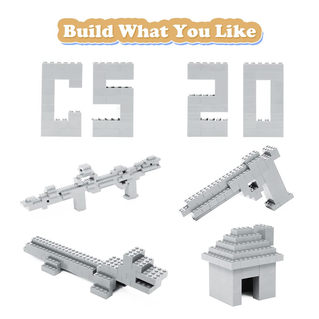 Unirolic Classic Building Bricks, 200 Piece 2X4 Building Blocks Stem Creative Building Toys Compatible With All Major Brands, Moc Building Bricks Diy Play Set For Kids Age 6+ (Light Grey)