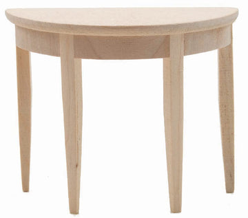 Dollhouse Miniature Half Round Side Table (Unfinished)