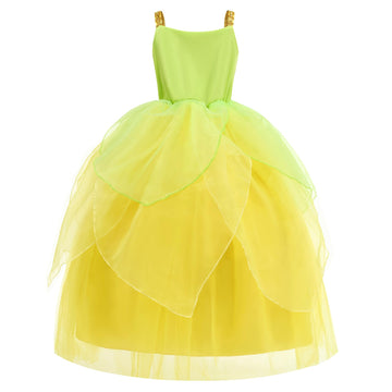 Rosadage Princess Costume For Girls Dress Up Role Play Halloween Cosplay Outfits With Accessories (Green, 140 (7-8T))