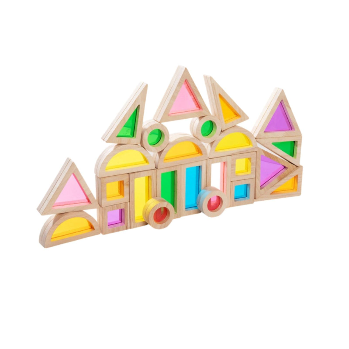 Clovrix 24 Pieces Translucent Cube Blocks LightTransmitting Rainbow Educational Acrylic Crystal Cubes For Preschoolers, Toddler
