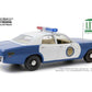 1975 Plymouth Fury ''Osage County Sheriff'' Blue And White 1/18 Diecast Model Car By Greenlight