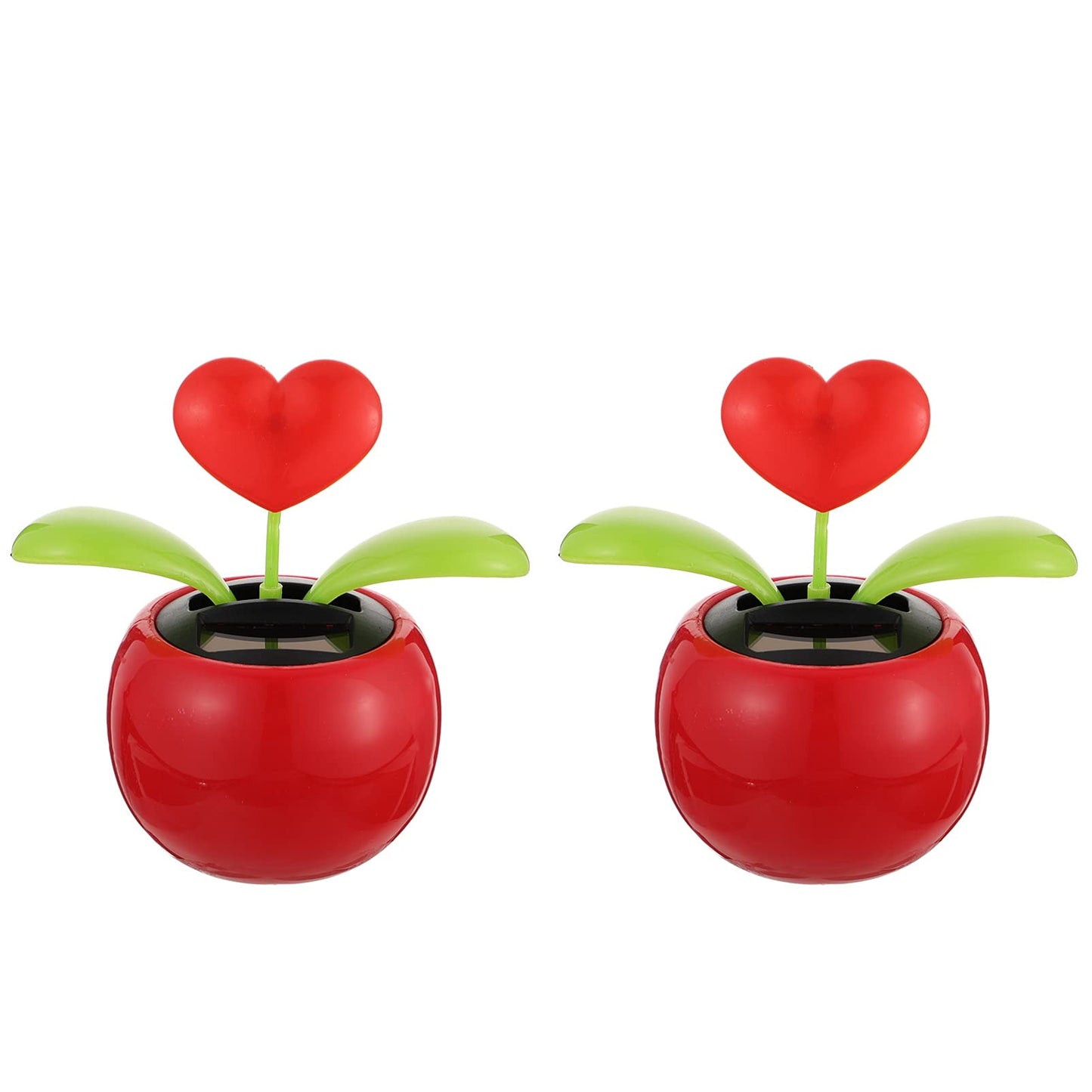 Besportble 2Pcs Solar Dancing Figurines Solar Powered Dancing Flower Heart Swinging Dancer Toy For Car Dashboard Office Desk Dec