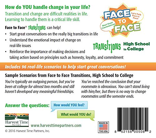 Harvest Time Partners Face To Face Transitions Teen Card Game - High School To College Edition, Ages 17 And Up, Develops Mindful