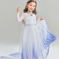 Sototoo Elsa Costume Long Sleeves Princess Dress Queen White Costume Cosplay Dress Up With Accessories Halloween (White,9-10Year