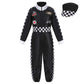 Lmyove Kids Race Car Driver Costume Boys Girls Racing Halloween Play Role Dress Up Racer Jumpsuit And Car Cap Toddler 3-9Y (Medium, Black)