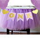 Purple 1st Birthday Baby Tutu for High Chair Decoration and ONE Pennant Mermaid Happy Birthday for Highchair