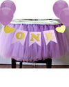 Purple 1st Birthday Baby Tutu for High Chair Decoration and ONE Pennant Mermaid Happy Birthday for Highchair
