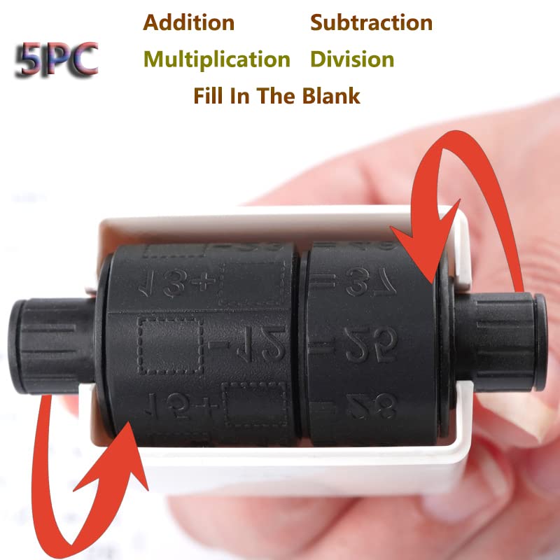 5PC Roller Digital Teaching Stamp,Addition, Subtraction, Multiplication Division and Fill in The Blank Roller Stamp, Teaching Ma