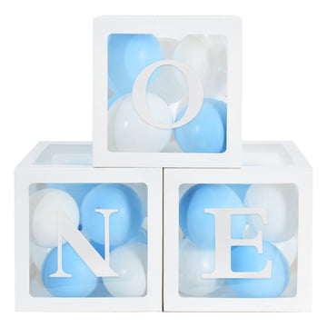Toniful 1St Birthday Party Supplies Macaron Blue White Balloon Box With Letters One, Baby Boy Theme One Year Old Birthday Party