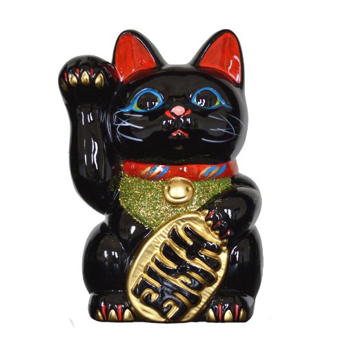 Tokoname Ware 7.5 Black Maneki Neko (Right Hand)