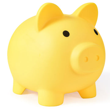Pjdrllc Large Piggy Bank, Unbreakable Plastic Money Bank, Coin Bank For Girls And Boys, Large Size Piggy Banks, Practical Gifts For Birthday, Easter, Christmas (Yellow)