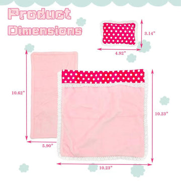Baby Doll Accessories Doll Bedding Kit Playset Soft Blanket Mattress Pillow Fits 8-12 Inches Doll For Girls Dollhouse Gifts