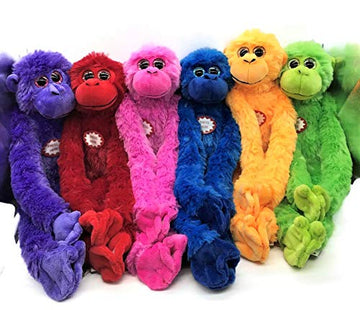 The Petting Zoo Monkey Stuffed Animals, Plush Toys For Girls And Boys, Rainbow Of Colors-20 Inches (Orange)