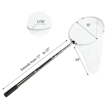 Restcloud Insect And Butterfly Net With 12' Ring, 24' Net Depth, Strong Stainless Telescoping Handle Extends To 38 Inches