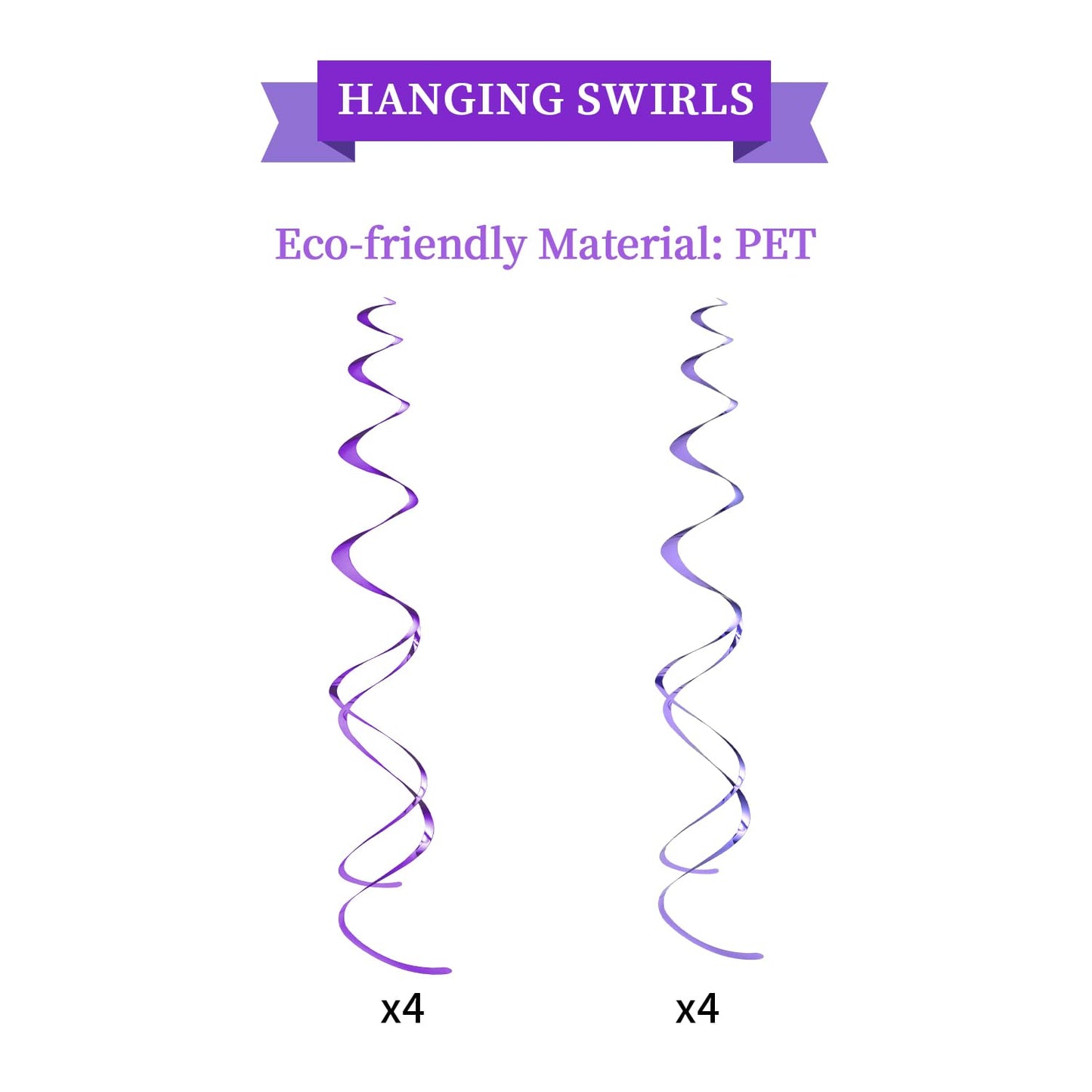LITAUS, Birthday Decorations, NO DIY - Pack of 16 | Purple Happy Birthday Banner, Honeycomb Balls, Swirls, Garland | Happy Birth