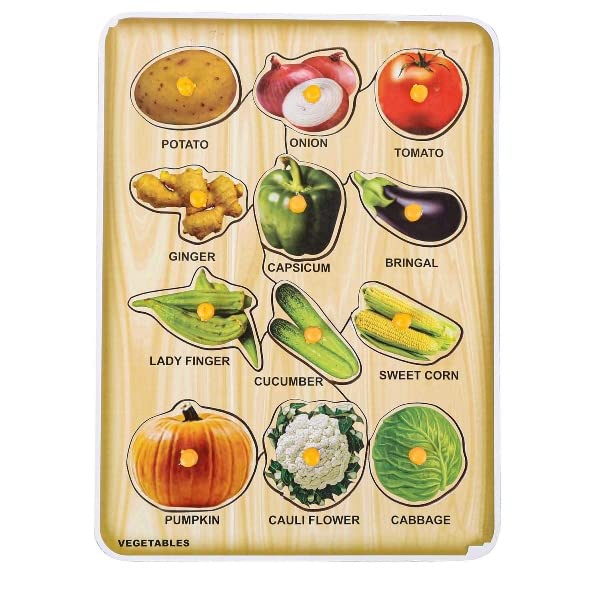 RPC99 Wooden Vegetables Learning Educational Toy/Stray with Knobs (Vegetables)