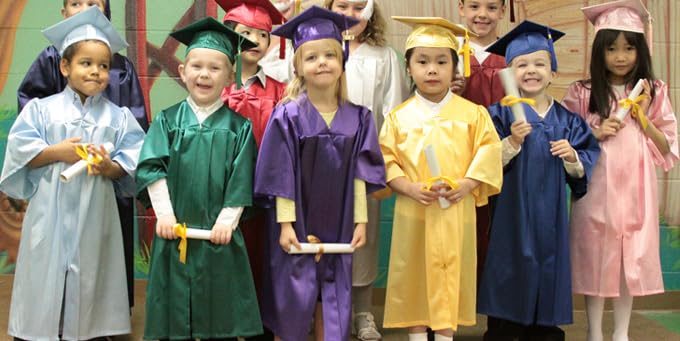 Gradplaza Shiny Choir Robe Kindergarten Preschool Graduation Gown Shiny Graduation Gown For Kids Purple Size 30