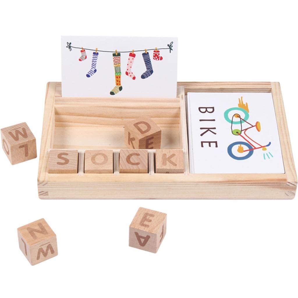 Calandis MultiPlay Wooden Alphabet Cubes English Words Paper Cards Jigsaw Puzzle Kids Early Learning Educational Toy | Wooden &
