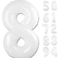 White 8 Balloon, Translucent Number Balloons 40 Inch, 8Th Birthday Decorations For Boys Girls, White Birthday Balloons, White Pa