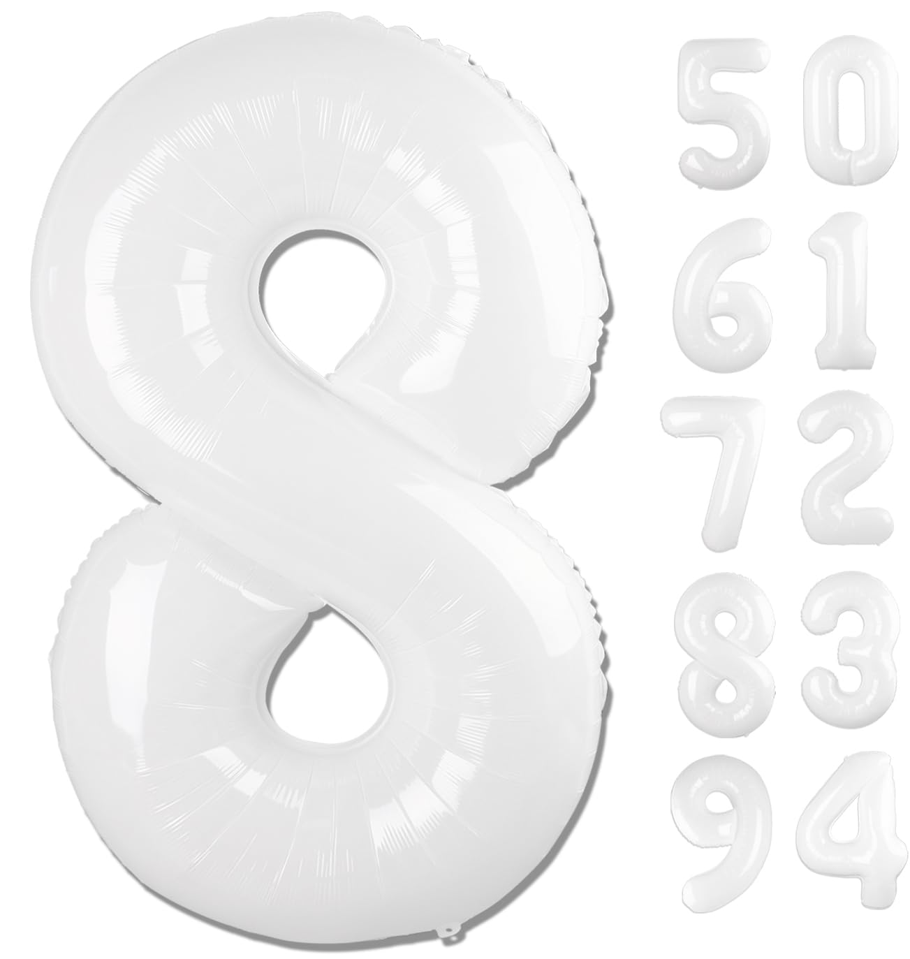 White 8 Balloon, Translucent Number Balloons 40 Inch, 8Th Birthday Decorations For Boys Girls, White Birthday Balloons, White Pa