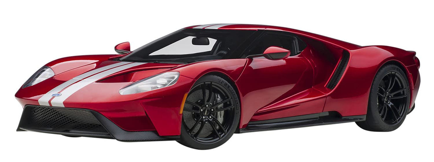 2017 Ford Gt Liquid Red Metallic With Silver Stripes 1/12 Model Car By Autoart 12106