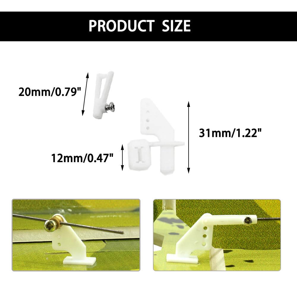 10PCS 1.2 x 200mm Pushrod with 10PCS 1.3mm Adjustable Pushrod Connector Linkage Stopper 10PCS Micro Control Horns with Clevis fo