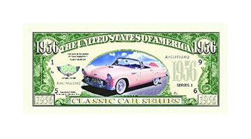American Art Classics 1956 Thunderbird T-Bird Novelty Money Bills - Pack Of 10