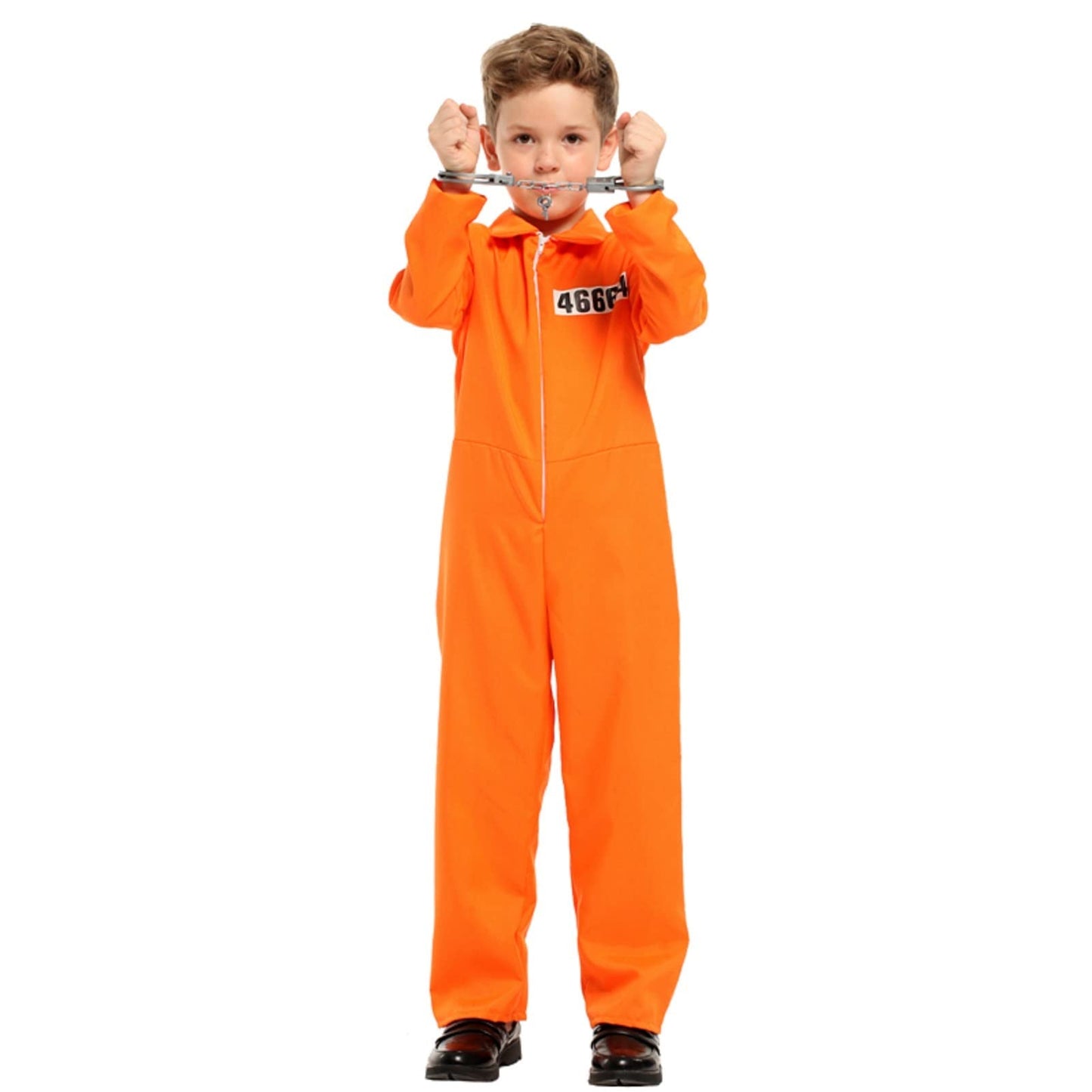 Zntu Prisoner Costume Kids,Orange Prisoner Jumpsuit With Handcuffs,Jailbird Inmate Prison Uniform,Halloween Costume For Boys Gir