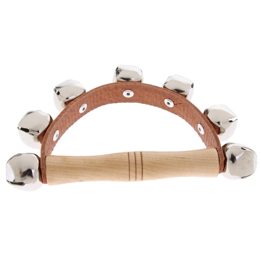 Calandis Wooden Handle Bell Shaker Sleigh Bells With Strap Shaking Percussion 10.8Cm | Bells & Chimes | Orchestral Percussion | 