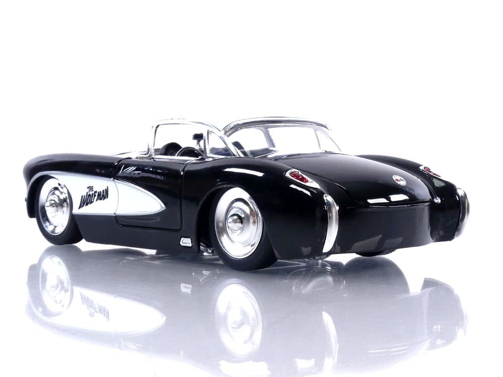 Universal Monsters 1:24 1957 Chevy Corvette Die-Cast Car & 2.75'' Wolfman Figure, Toys For Kids And Adults