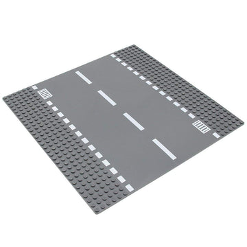 Feleph Classic Road Base Plates, City Street Straight Road Building Kit, 10 X 10 Inches Town Baseplate For Building Bricks Compatible With All Major Brands(Straight 4 Pieces)