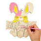 Curious Button Easter Bunny Welcome Sign Diy Wooden Craft Kit  8X6.8 Inch Unfinished Wood Painting Decor, Paint Your Own Easter