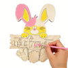 Curious Button Easter Bunny Welcome Sign Diy Wooden Craft Kit  8X6.8 Inch Unfinished Wood Painting Decor, Paint Your Own Easter