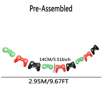 Video Game Controller Banner - Birthday Party Supplies - Game Themed Birthday Garland - Pre-Assembled (Red, Black, Green)